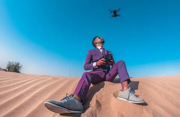 person flying a drone