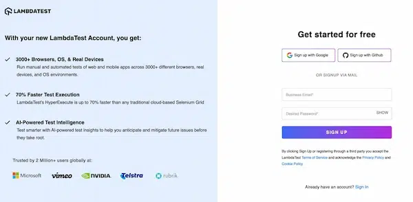 LambdaTest Account