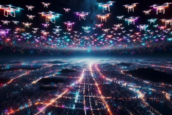 Drone shows illuminate the sky